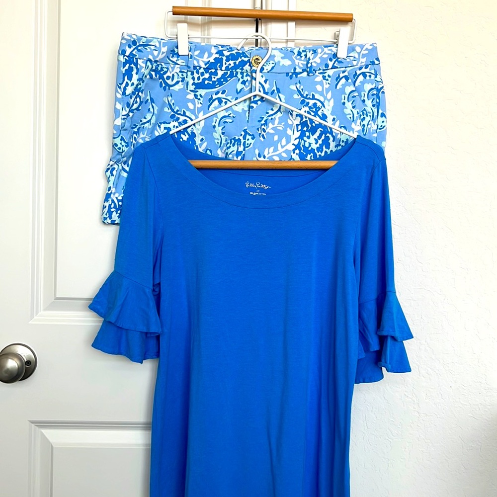Lilly Pulitzer Pima Cotton Tee ( M) w/ Matching Shorts (10)